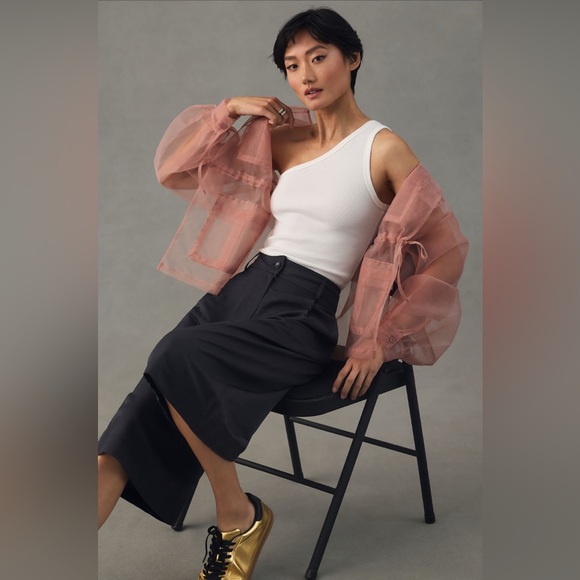 Anthropologie NWOT The Zeda Ribbed One-Shoulder Top by Pilcro Size S - Picture 2 of 10